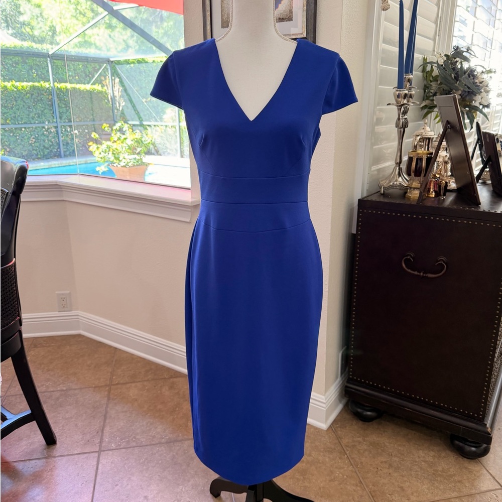 Donna Morgan Royal Blue V-Neck Sheath I’M MOVING, MAKE YOUR OFFER